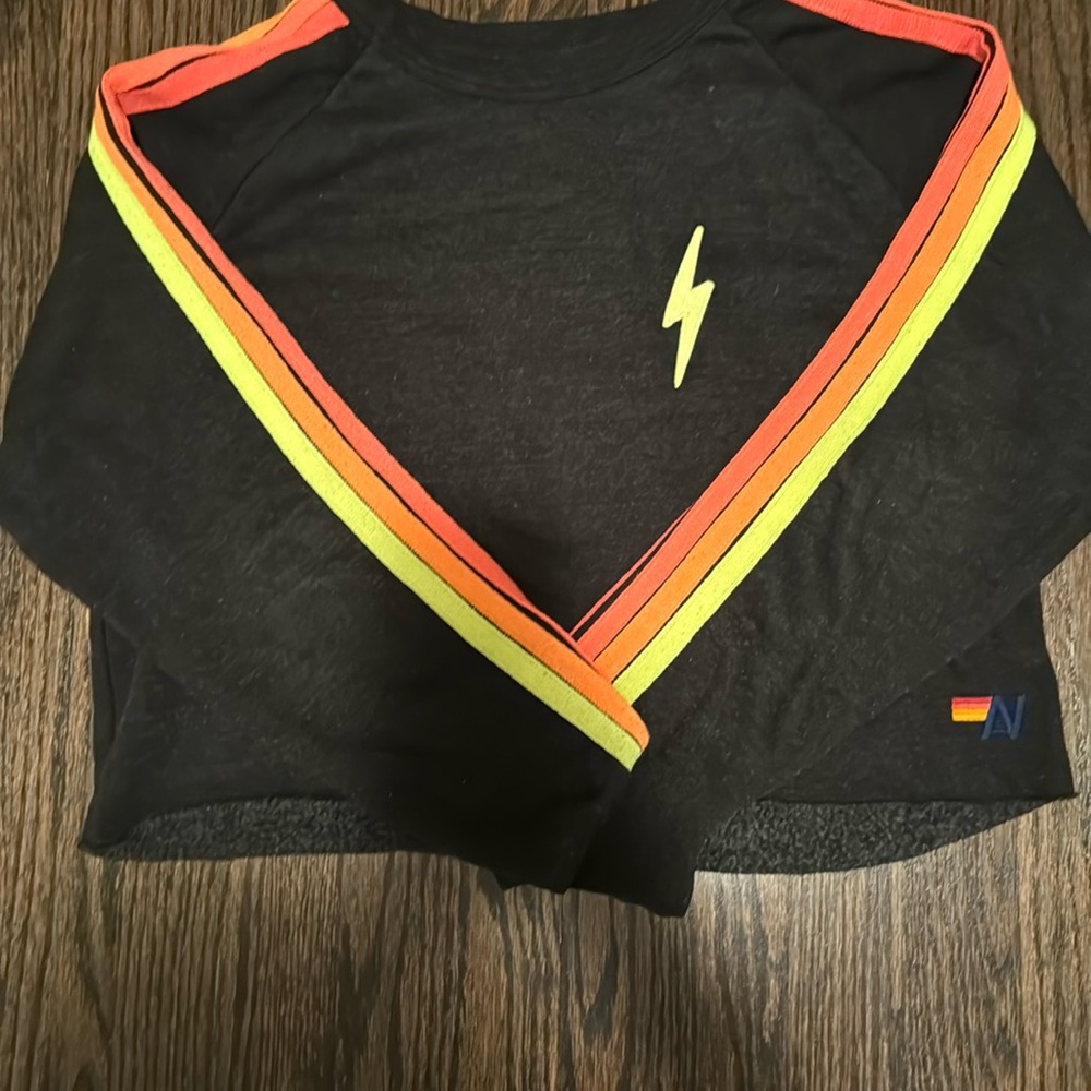 Aviator crewneck crop sweatshirt